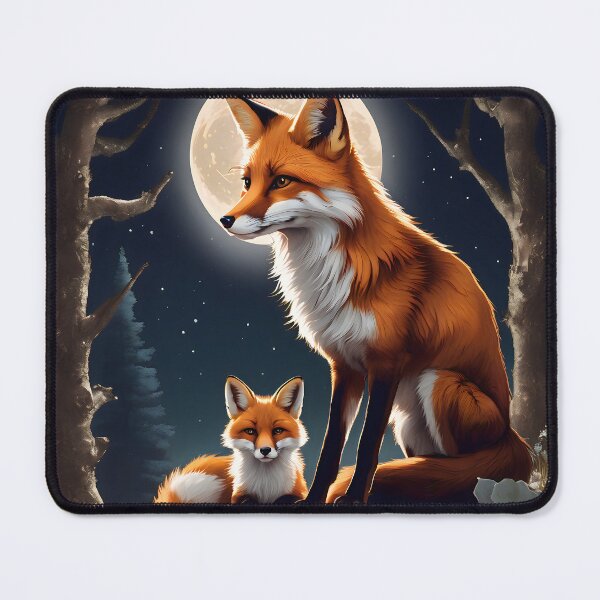 Item preview, Elegant Fox Family Beneath a Glowing Moon.[V.2] designed and sold by MissYouONLY.