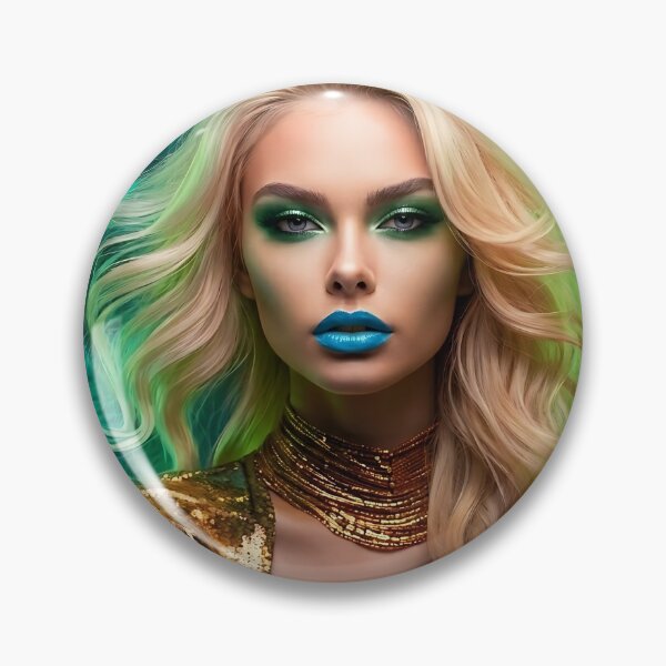 Item preview, Electric Green Neon Glamour - Ethereal Blonde Portrait designed and sold by ToxicInkArt.