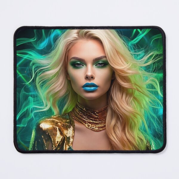 Item preview, Electric Green Neon Glamour - Ethereal Blonde Portrait designed and sold by ToxicInkArt.