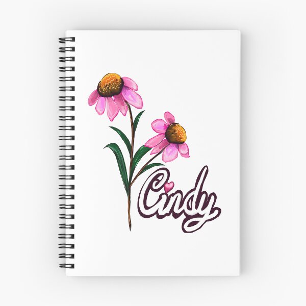 Item preview, Cindy White Cursive Script Name Pink Echinacea Floral designed and sold by Artonmytee.