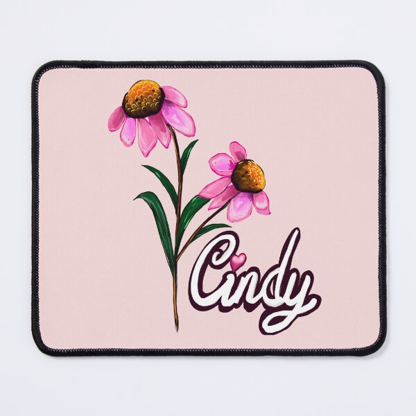 Item preview, Cindy White Cursive Script Name Pink Echinacea Floral designed and sold by Artonmytee.