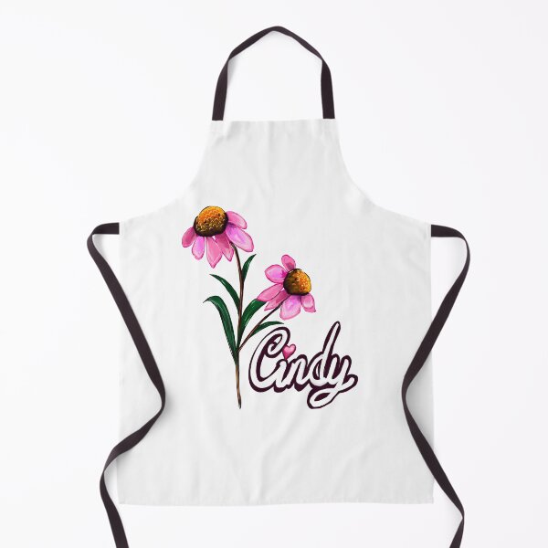 Item preview, Cindy White Cursive Script Name Pink Echinacea Floral designed and sold by Artonmytee.
