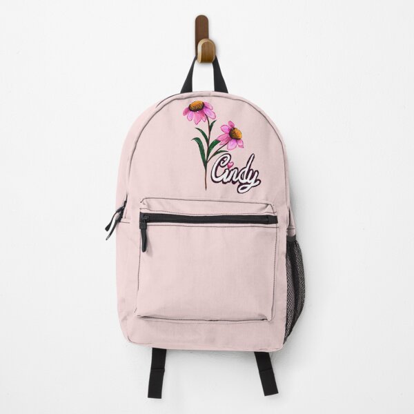 Item preview, Cindy White Cursive Script Name Pink Echinacea Floral designed and sold by Artonmytee.