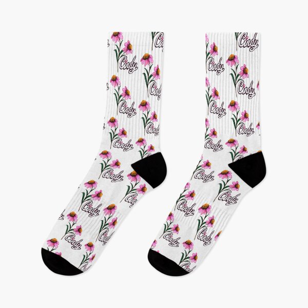Item preview, Cindy White Cursive Script Name Pink Echinacea Floral designed and sold by Artonmytee.