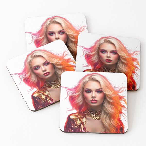 Item preview, Neon Gold Glamour - Ethereal Blonde Portrait designed and sold by ToxicInkArt.