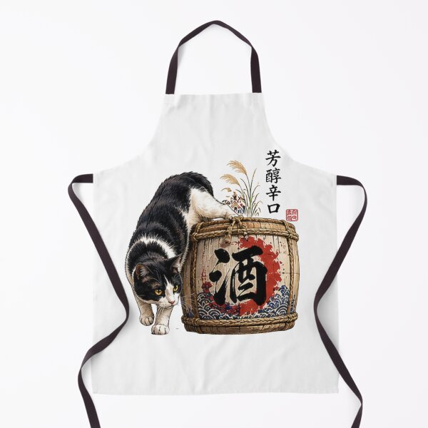 Item preview, Tuxedo Cat & Sake Barrel – Japanese Ukiyo-e Art Print | Houjun Karakuchi Cat Illustration | TSUKIYO-NEKO designed and sold by Aguri-tei.