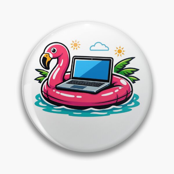 Item preview, Laptop on Flamingo Float – Tropical Pop Art Sticker designed and sold by Timeless Junction.