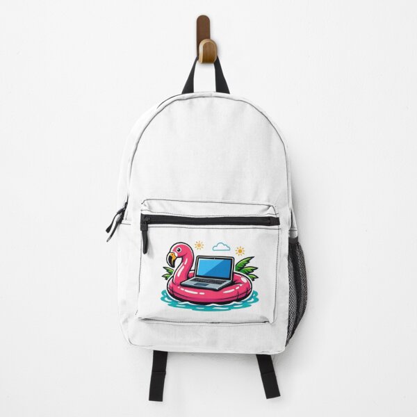 Item preview, Laptop on Flamingo Float – Tropical Pop Art Sticker designed and sold by Timeless Junction.