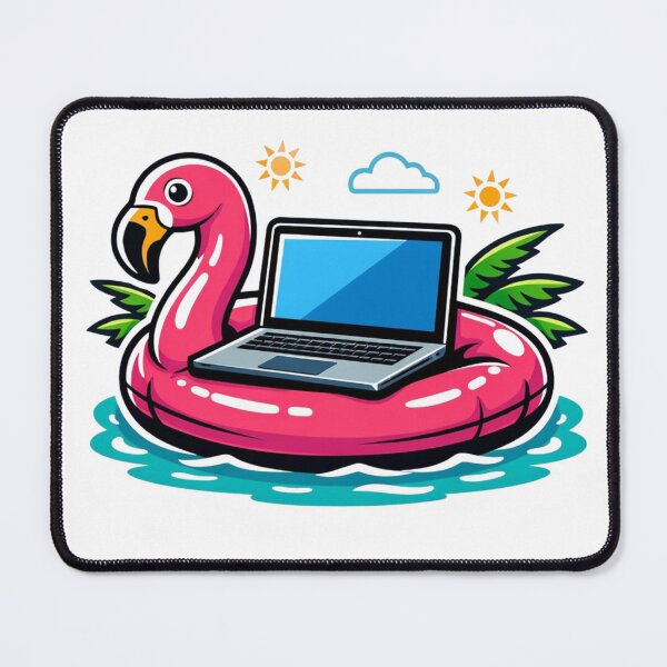 Item preview, Laptop on Flamingo Float – Tropical Pop Art Sticker designed and sold by Timeless Junction.