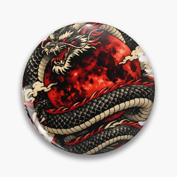 Item preview, Black Dragon Red Moon Japanese Style Dragon Art designed and sold by Vexora Prints.