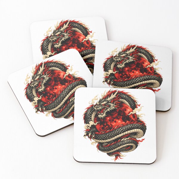 Item preview, Black Dragon Red Moon Japanese Style Dragon Art designed and sold by Vexora Prints.
