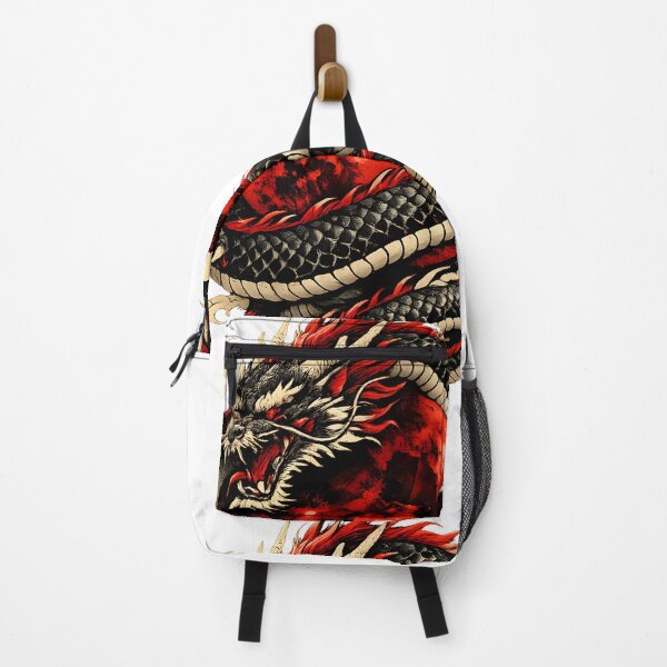 Item preview, Black Dragon Red Moon Japanese Style Dragon Art designed and sold by Vexora Prints.