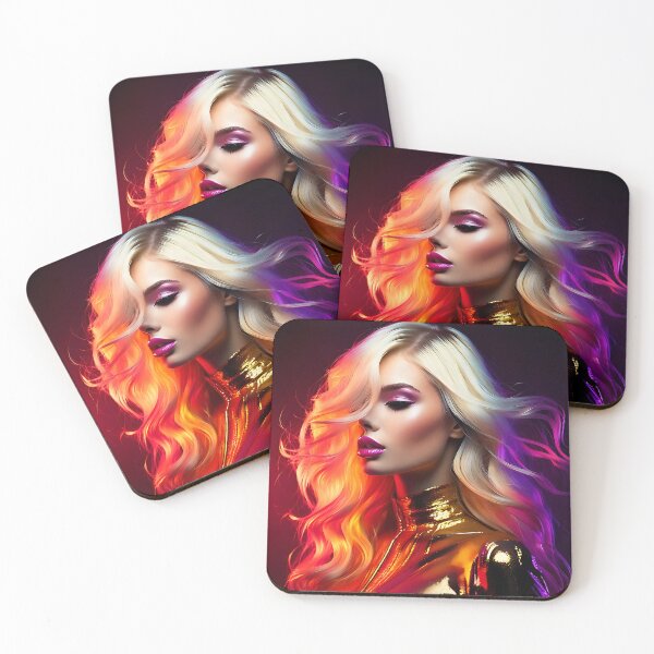 Item preview, Neon Gold Glamour - Ethereal Blonde Portrait designed and sold by ToxicInkArt.