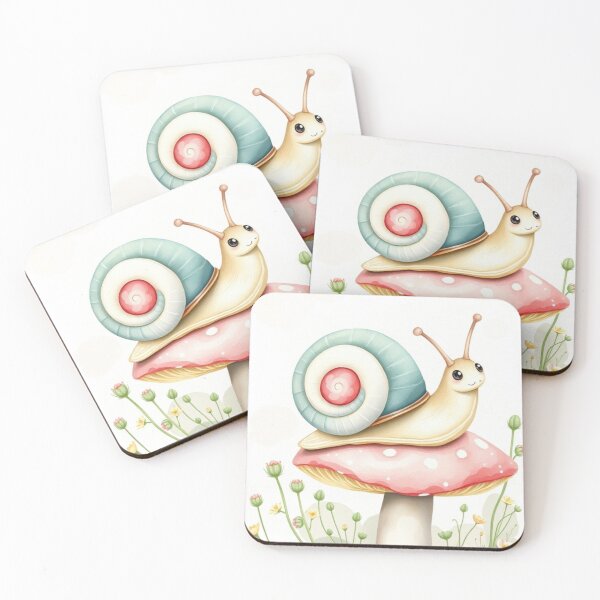 Item preview, Adorable Watercolor Snail on Polka Dot Mushroom designed and sold by Vida e Arte.