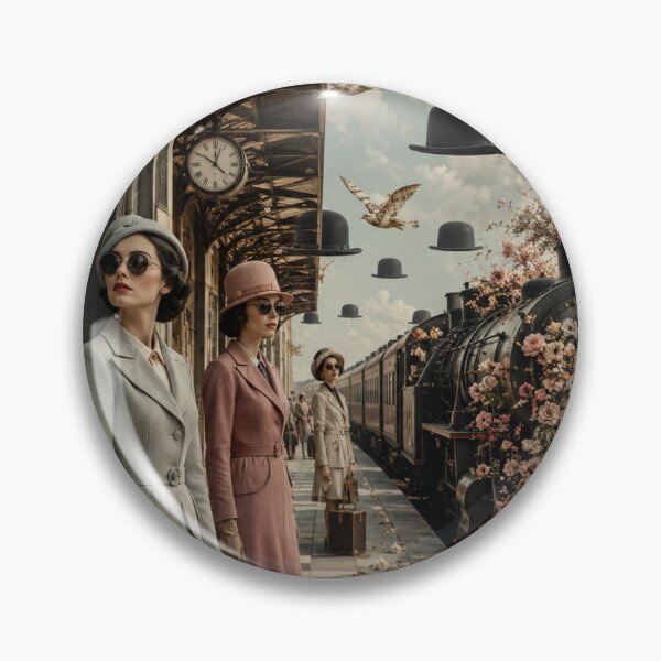 Item preview, Vintage Surrealist Railway Station Wall Art designed and sold by marianka91.