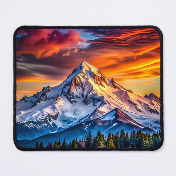 Item preview, Breathtaking Snow-Capped Mountain at Fiery Sunset designed and sold by zozo-shop.