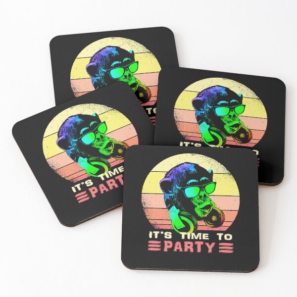 Item preview, It's Time To Party Monkey DJ Retro Sunset Vibes designed and sold by marke770.