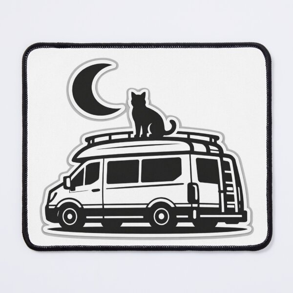 Item preview, Night Cat Traveler – Minimalist Adventure Van Illustration designed and sold by Timeless Junction.