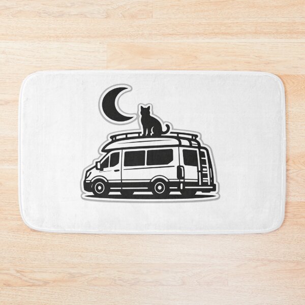 Item preview, Night Cat Traveler – Minimalist Adventure Van Illustration designed and sold by Timeless Junction.