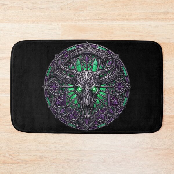 Item preview, Gothic Stained Glass Skull Emerald — Dark Art Rose Window Purple designed and sold by David Mateo ArtWorks.