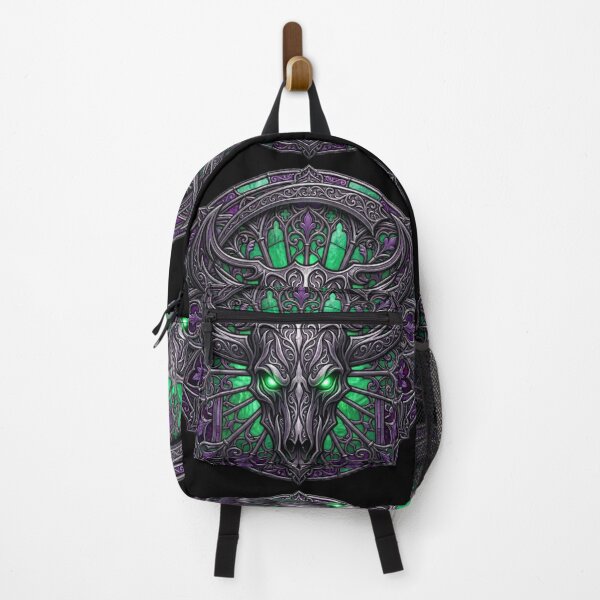 Item preview, Gothic Stained Glass Skull Emerald — Dark Art Rose Window Purple designed and sold by David Mateo ArtWorks.