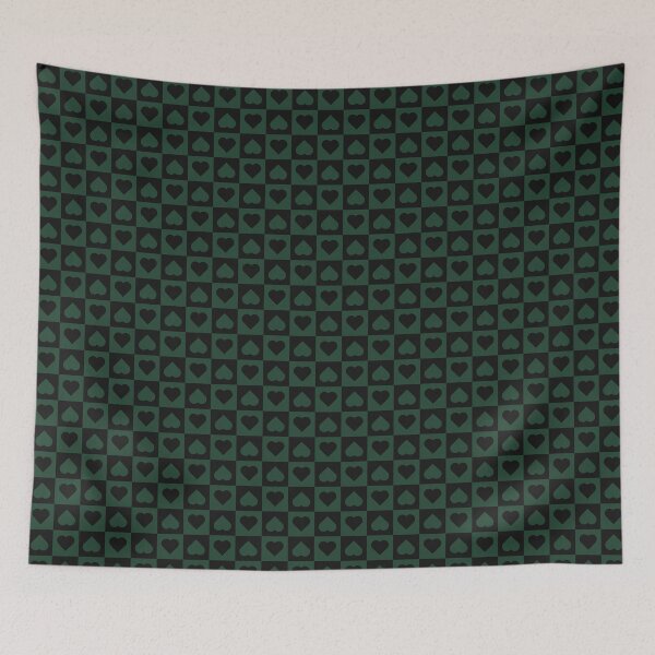 Item preview, Black and Forest Green checkered hearts designed and sold by pattern-archive.