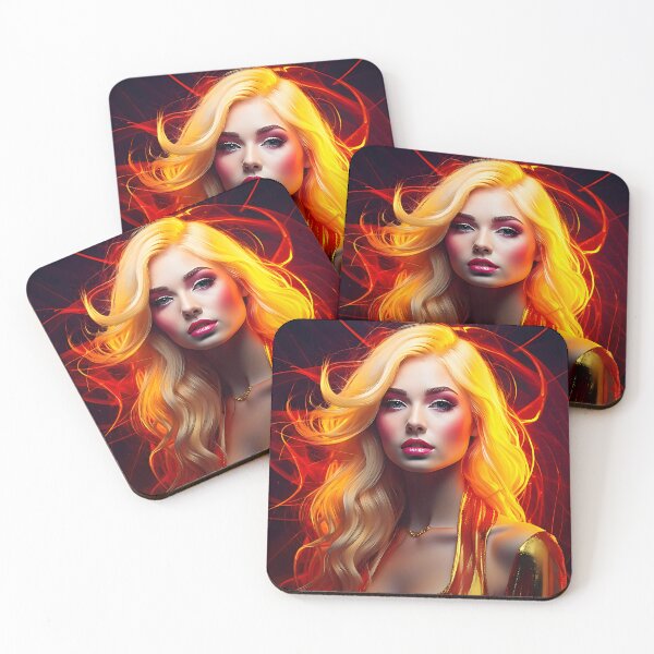Item preview, Neon Gold Glamour - Ethereal Blonde Portrait designed and sold by ToxicInkArt.