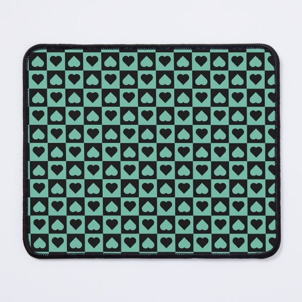 Item preview, Black and Pastel Green checkered hearts designed and sold by pattern-archive.