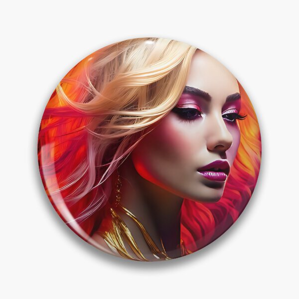 Item preview, Neon Gold Glamour - Ethereal Blonde Portrait designed and sold by ToxicInkArt.