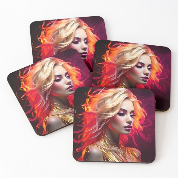 Item preview, Neon Gold Glamour - Ethereal Blonde Portrait designed and sold by ToxicInkArt.