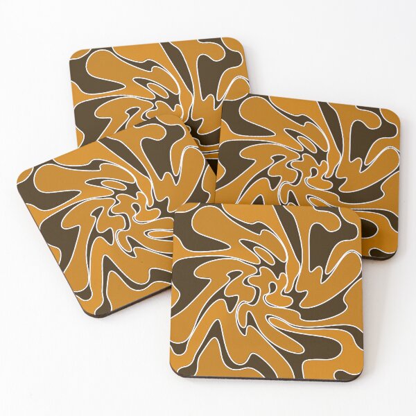 Item preview, Retro Brown Gold Swirl Abstract Groovy Pattern designed and sold by DjFreeq.