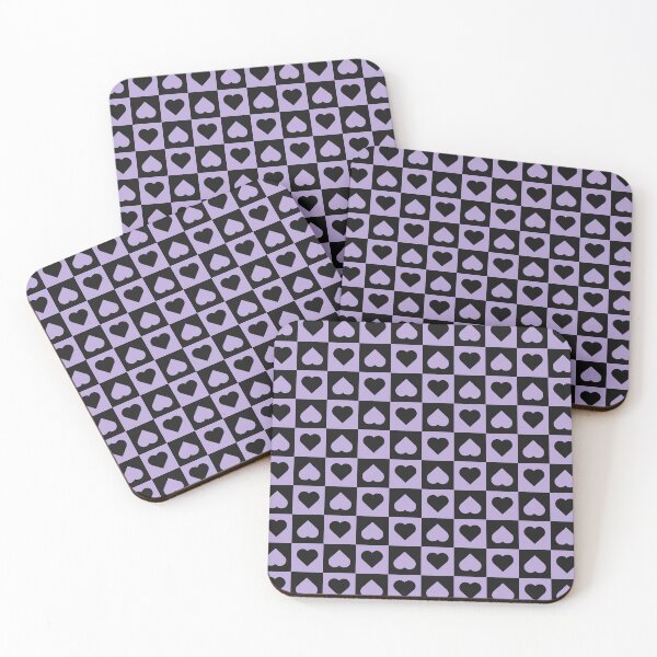 Item preview, Black and Lilac checkered hearts designed and sold by pattern-archive.