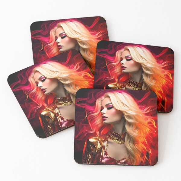 Item preview, Neon Gold Glamour - Ethereal Blonde Portrait designed and sold by ToxicInkArt.