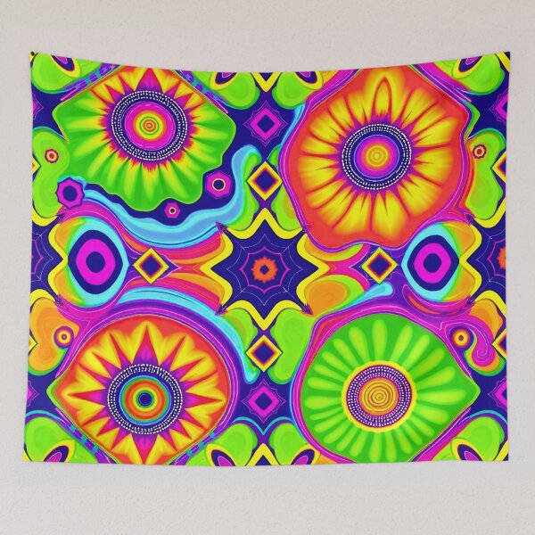 Item preview, Neon Psychedelic Mandala Floral Abstract Pattern designed and sold by Good Vibes .