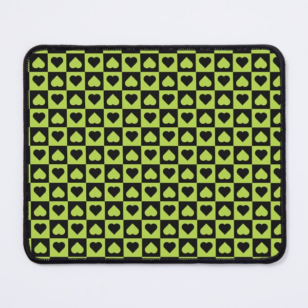Item preview, Black and Lime checkered hearts designed and sold by pattern-archive.