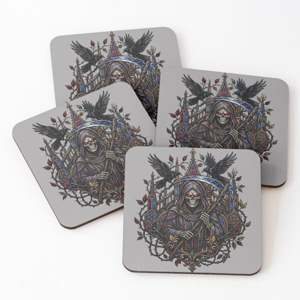Item preview, Gothic Death Stained Glass Ravens — Dark Art Reaper Cathedral designed and sold by David Mateo ArtWorks.