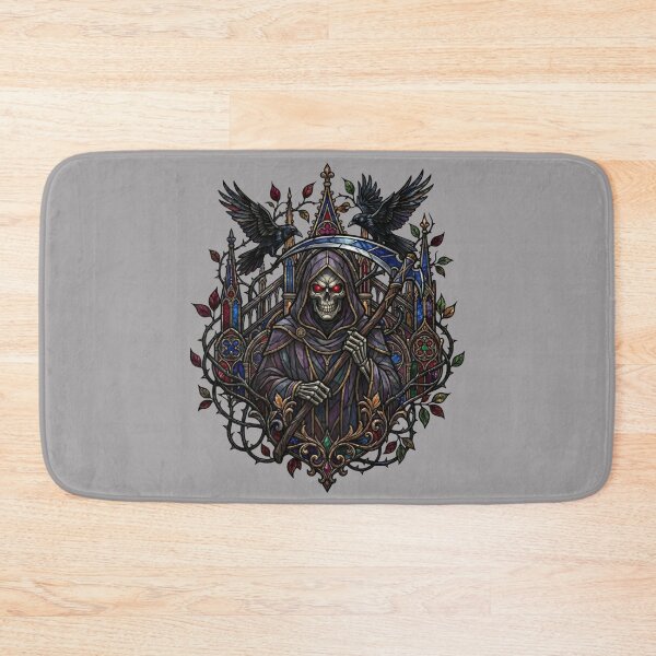 Item preview, Gothic Death Stained Glass Ravens — Dark Art Reaper Cathedral designed and sold by David Mateo ArtWorks.