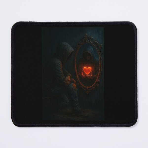 Item preview, Mirror Heart Reflection – Shadow Figure with Glowing Red Heart designed and sold by Timeless Junction.