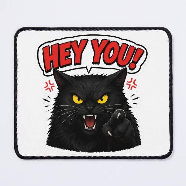 Item preview, Angry Black Cat Sticker – Hey You! Funny Attitude Cat designed and sold by Mohitt09.