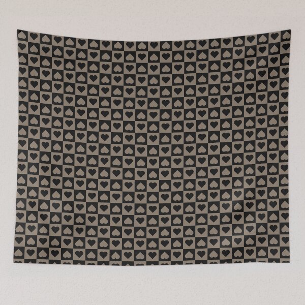 Item preview, Black and Taupe checkered hearts designed and sold by pattern-archive.