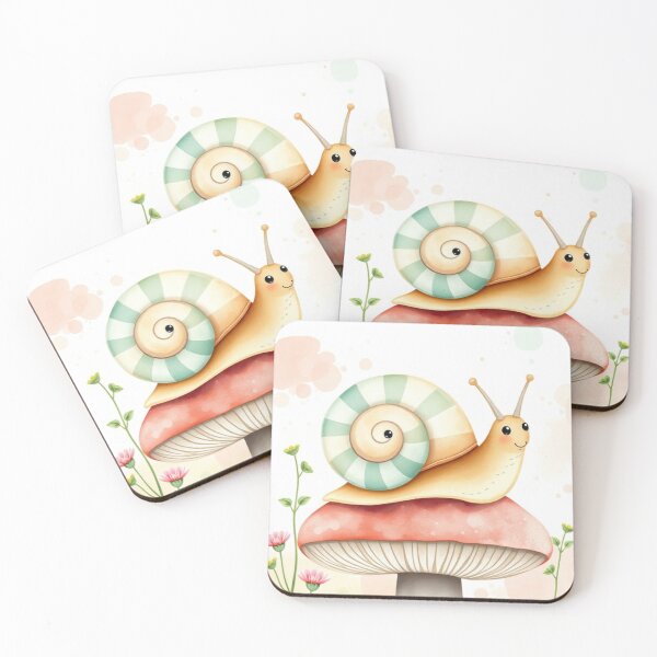 Item preview, Charming Watercolor Snail on Large Mushroom designed and sold by Vida e Arte.