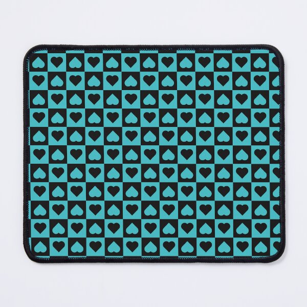 Item preview, Black and Turquoise checkered hearts designed and sold by pattern-archive.
