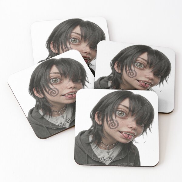 Item preview, Edgy 3D Goth Egirl Split Tongue Art designed and sold by ogduckboy.