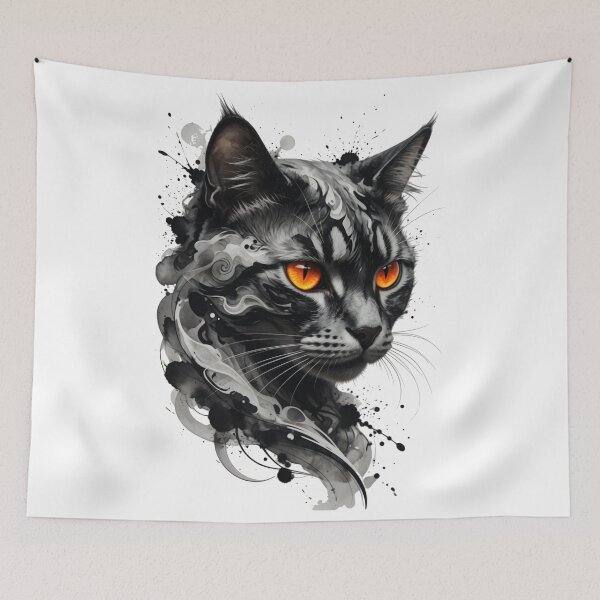 Item preview, Mysterious Ink Splash Cat Portrait designed and sold by Spiritualwall.