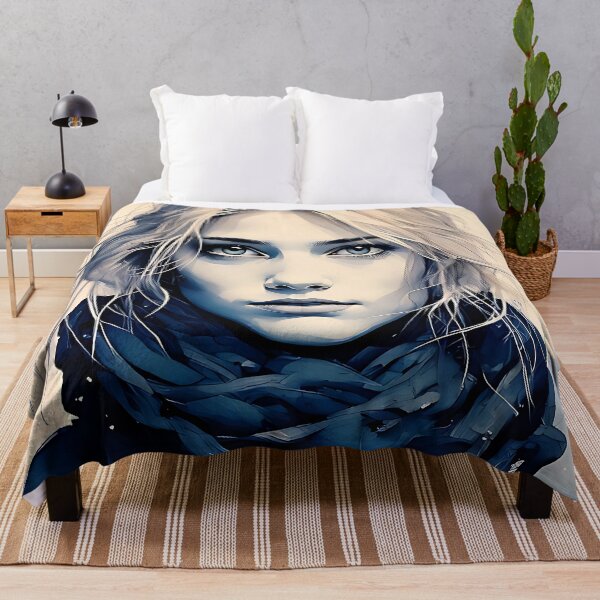 Item preview, Blue Scarf Ethereal Portrait - Artistic Watercolor Style designed and sold by ToxicInkArt.