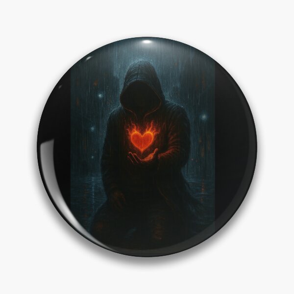 Item preview, Rainfire Heart – Hooded Shadow Kneeling with Flaming Heart designed and sold by Timeless Junction.