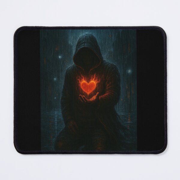 Item preview, Rainfire Heart – Hooded Shadow Kneeling with Flaming Heart designed and sold by Timeless Junction.