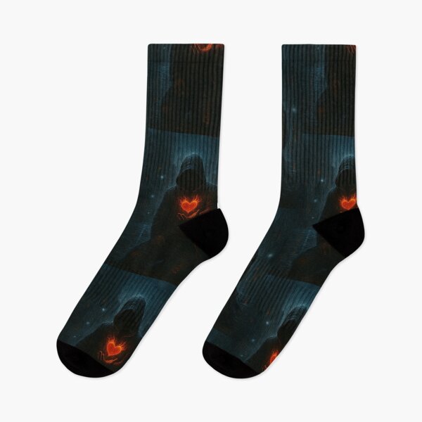Item preview, Rainfire Heart – Hooded Shadow Kneeling with Flaming Heart designed and sold by Timeless Junction.