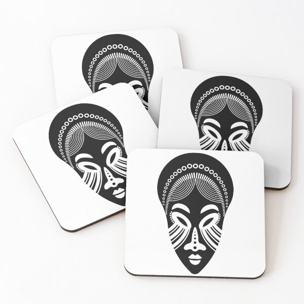 Item preview, Black and White African Women's Mask – Geometric Tribal Art, Vector Beauty Ceremony designed and sold by Keltoi-art.