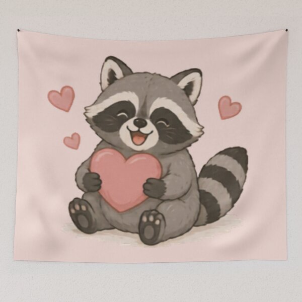 Item preview, Cute Love Heart Raccon designed and sold by MellowMunchkins.